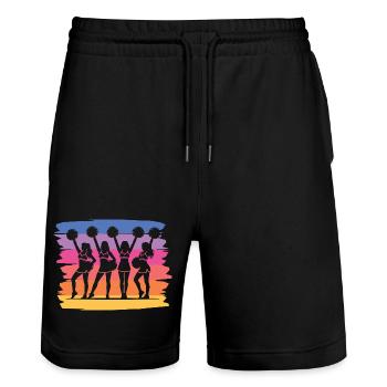 Cheerpom pom girls Mom Cheerleading - Short de jogging bio TRAINER Stanley/Stella unisexe - noir - Devant - Nik (191cm) & Marisol (170cm)