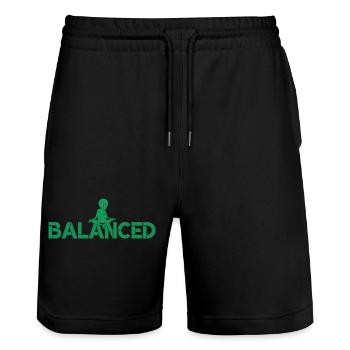 Balanced Alien - Funny Meditating Alien Yoga - Stanley/Stella Trainer Unisex Organic Jogging Shorts - black - Front - Nik (191cm) & Marisol (170cm)