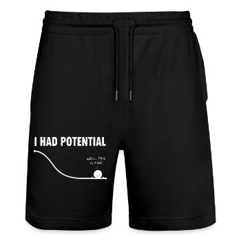 I Had Potential Kurven Humor - Stanley/Stella Unisex Bio Joggingshorts Trainer  - Schwarz - Vorne - Nik (191cm) & Marisol (170cm)