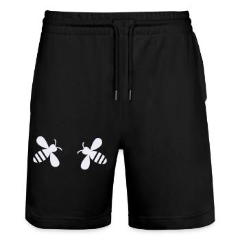 Bienen Silhouetten - Stanley/Stella Unisex Bio Joggingshorts Trainer  - Schwarz - Vorne - Nik (191cm) & Marisol (170cm)