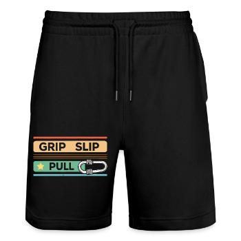 Grip Slip Sweater - Stanley/Stella Trainer Unisex Organic Jogging Shorts - black - Front - Nik (191cm) & Marisol (170cm)