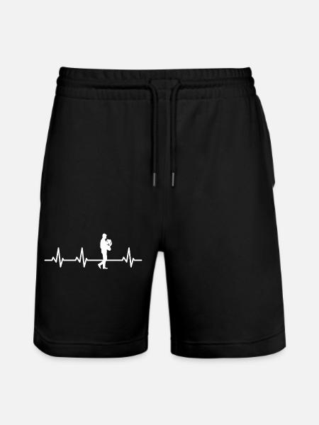 French horn player heartline - Stanley/Stella Trainer Unisex Organic Jogging Shorts - black