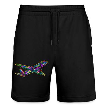 Pilote d’avion coloré Enfants Hommes Garçons Pilote - Short de jogging bio TRAINER Stanley/Stella unisexe - noir - Devant - Nik (191cm) & Marisol (170cm)