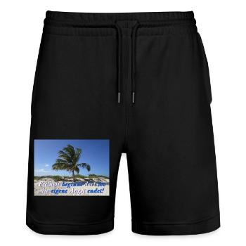 Freiheit - Stanley/Stella Unisex Bio Joggingshorts Trainer  - Schwarz - Vorne - Nik (191cm) & Marisol (170cm)