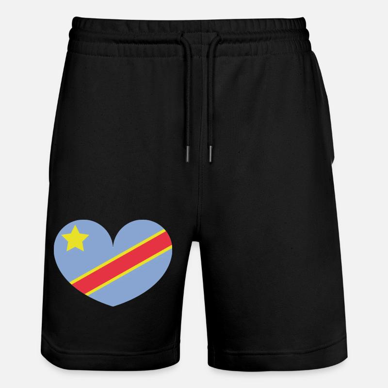 Kongo-Herzflagge - Stanley/Stella Unisex Bio Joggingshorts Trainer  - Schwarz
