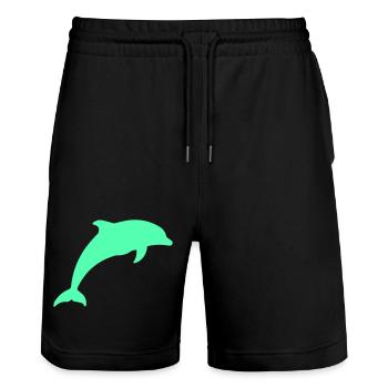 Glowing Dolphin Silhouette - Stanley/Stella Trainer Unisex Organic Jogging Shorts - black - Front - Nik (191cm) & Marisol (170cm)