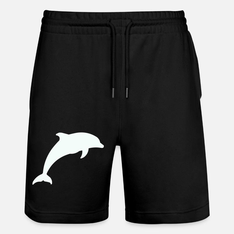 Glowing Dolphin Silhouette - Stanley/Stella Trainer Unisex Organic Jogging Shorts - black