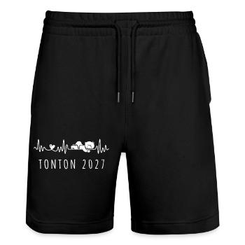 Futur Tonton 2027 Battement Cœur Pour Oncle - Stanley/Stella Trainer Unisex Organic Jogging Shorts - black - Front - Nik (191cm) & Marisol (170cm)