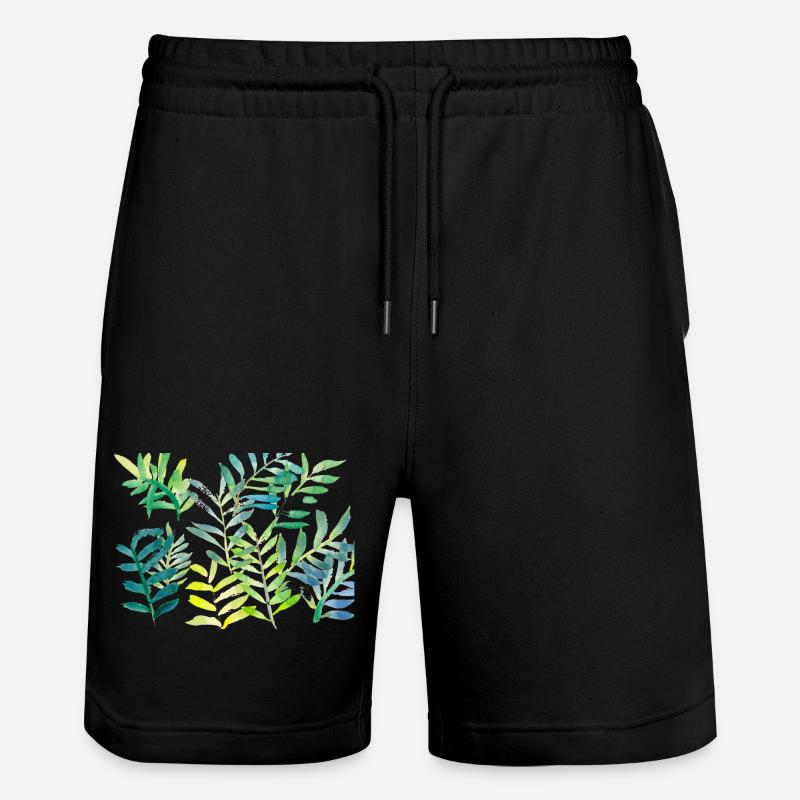 Branches de feuilles aquarelles - Short de jogging bio TRAINER Stanley/Stella unisexe - noir