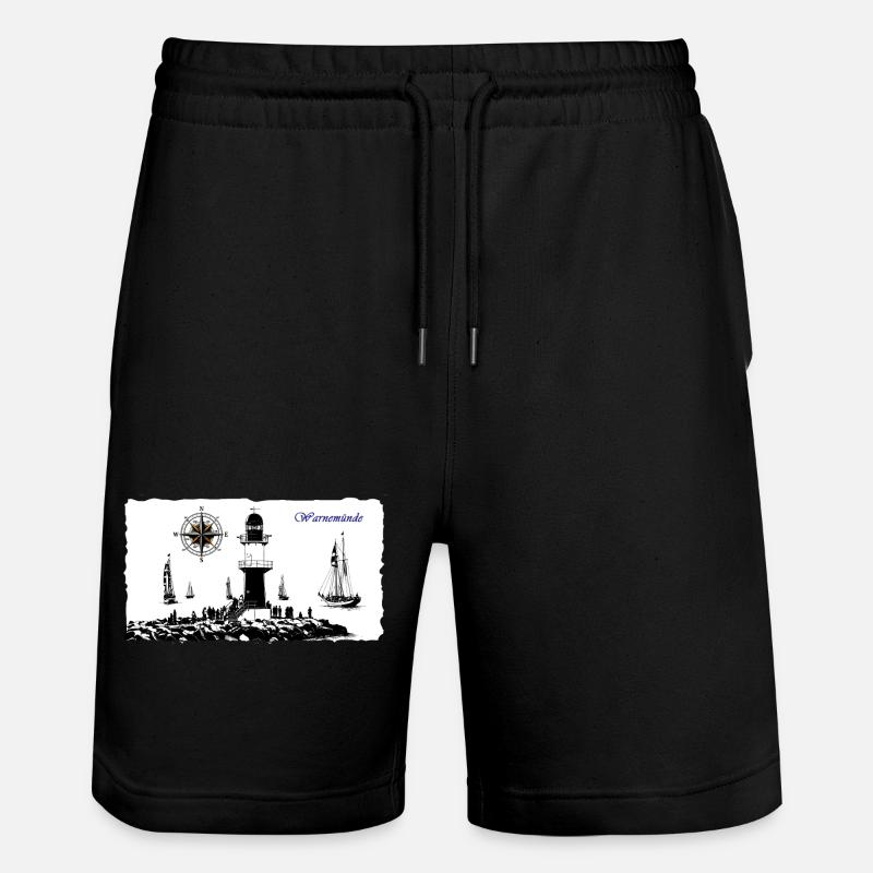 Warnemünde Leuchtturm Kompass Edition - Stanley/Stella Unisex Bio Joggingshorts Trainer  - Schwarz