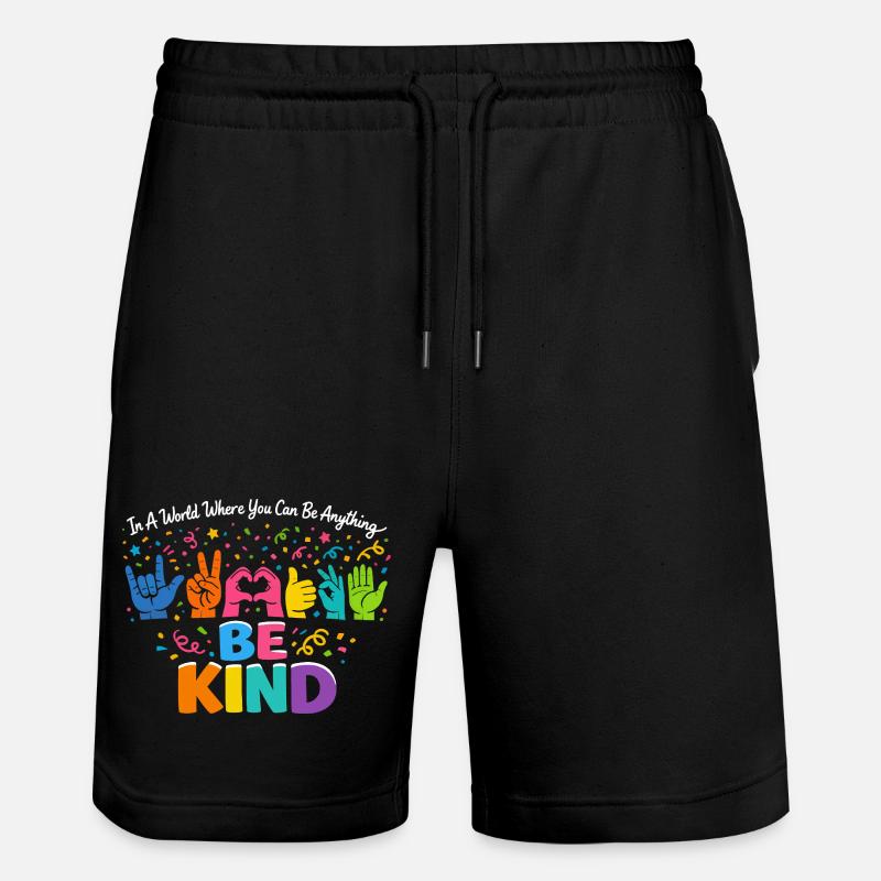 Sei freundlich Gebärdensprache inklusiv - Stanley/Stella Unisex Bio Joggingshorts Trainer  - Schwarz
