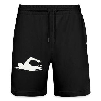 Swimmers silhouette in the water - Stanley/Stella Trainer Unisex Organic Jogging Shorts - black - Front - Nik (191cm) & Marisol (170cm)