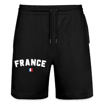 Frankreich - Stanley/Stella Unisex Bio Joggingshorts Trainer  - Schwarz - Vorne - Nik (191cm) & Marisol (170cm)
