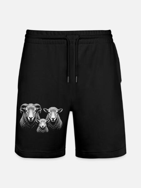 sheep - Stanley/Stella Trainer Unisex Organic Jogging Shorts - black