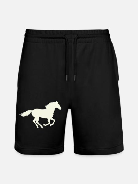 Jumping Stallion Silhouette - Stanley/Stella Trainer Unisex Organic Jogging Shorts - black