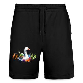 Goose Heart Line - Stanley/Stella Trainer Unisex Organic Jogging Shorts - black - Front - Nik (191cm) & Marisol (170cm)