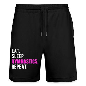 Eat Sleep Gymnastics Repeat - Stanley/Stella Trainer Unisex Organic Jogging Shorts - black - Front - Nik (191cm) & Marisol (170cm)