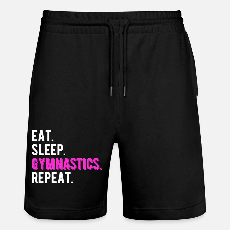Eat Sleep Gymnastics Repeat - Stanley/Stella Trainer Unisex Organic Jogging Shorts - black