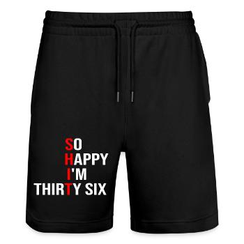 So Happy I'm Thirty Six - Stanley/Stella Trainer Unisex Organic Jogging Shorts - black - Front - Nik (191cm) & Marisol (170cm)