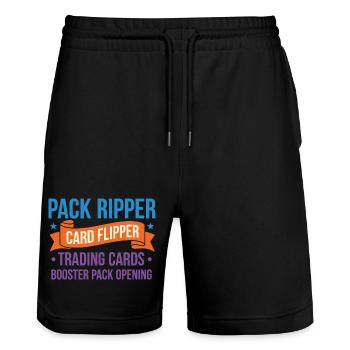 Pack Ripper Card Flipper Trading Cards Booster - Stanley/Stella Trainer Unisex Organic Jogging Shorts - black - Front - Nik (191cm) & Marisol (170cm)