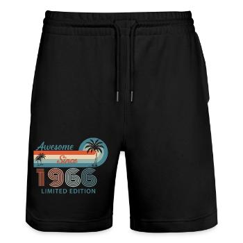 T-Shirt 60 Ans 1966 Nature Botanique - Short de jogging bio TRAINER Stanley/Stella unisexe - noir - Devant - Nik (191cm) & Marisol (170cm)
