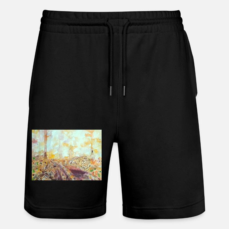 Paysage aquarelle forestier automne - Short de jogging bio TRAINER Stanley/Stella unisexe - noir