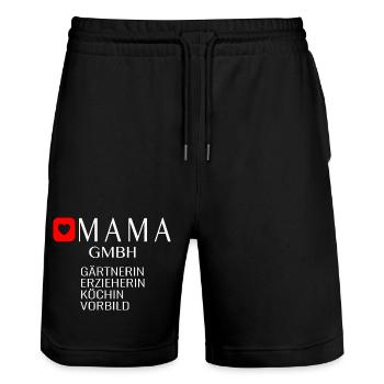 Mama GmbH Spruch Geschenkidee - Stanley/Stella Unisex Bio Joggingshorts Trainer  - Schwarz - Vorne - Nik (191cm) & Marisol (170cm)