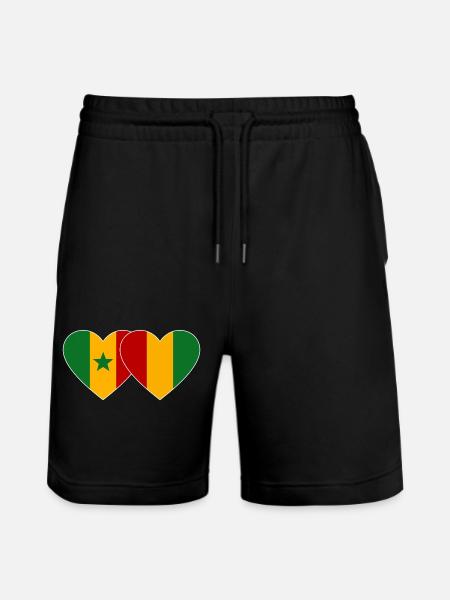 Senegal_Guinea_Flagge_Herz - Stanley/Stella Trainer Unisex Organic Jogging Shorts - black