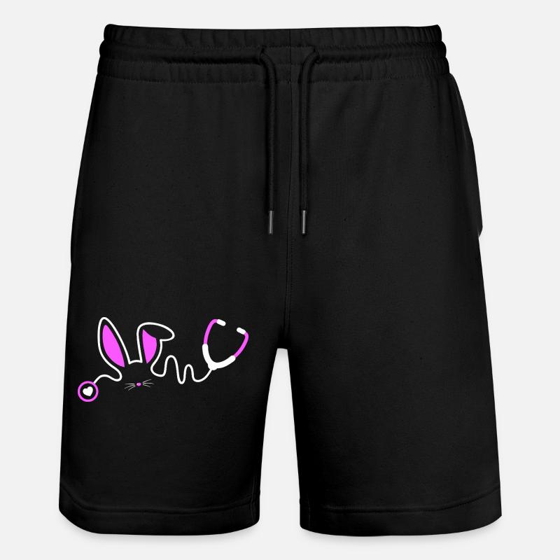 Stethoscope Bunny Whimsy - Stanley/Stella Unisex Bio Joggingshorts Trainer - Schwarz