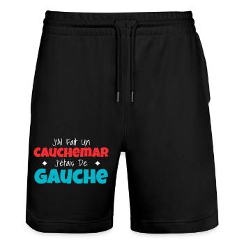 Humour Politique : Cauchemar Gauche Rétro - Short de jogging bio TRAINER Stanley/Stella unisexe - noir - Devant - Nik (191cm) & Marisol (170cm)