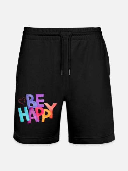 Be Happy Regenbogen Aquarell - Stanley/Stella Unisex Bio Joggingshorts Trainer  - Schwarz