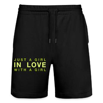 Just a Girl in Love with a Girl - Stanley/Stella Trainer Unisex Organic Jogging Shorts - black - Front - Nik (191cm) & Marisol (170cm)