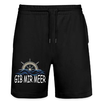 Gib mir Meer - Stanley/Stella Unisex Bio Joggingshorts Trainer  - Schwarz - Vorne - Nik (191cm) & Marisol (170cm)
