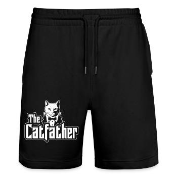 The Catfather Katzenpapa Katzenbesitzer  - Stanley/Stella Unisex Bio Joggingshorts Trainer  - Schwarz - Vorne - Nik (191cm) & Marisol (170cm)