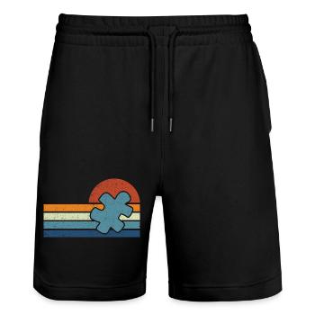 Vintage Autism Sunset - Stanley/Stella Unisex Bio Joggingshorts Trainer  - Schwarz - Vorne - Nik (191cm) & Marisol (170cm)