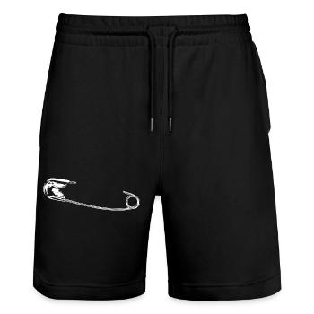 Minimalistische Stethoskop-Linienzeichnung - Stanley/Stella Unisex Bio Joggingshorts Trainer  - Schwarz - Vorne - Nik (191cm) & Marisol (170cm)