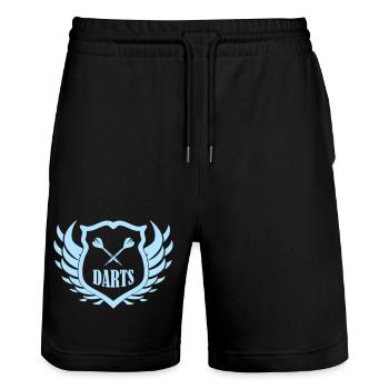 Darts Shield Emblem Wings - Stanley/Stella Trainer Unisex Organic Jogging Shorts - black - Front - Nik (191cm) & Marisol (170cm)