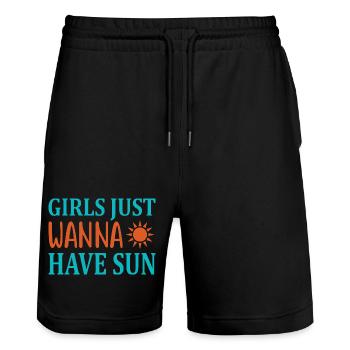Girls wanna have sun - Stanley/Stella Unisex Bio Joggingshorts Trainer  - Schwarz - Vorne - Nik (191cm) & Marisol (170cm)