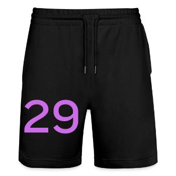 29 - Stanley/Stella Trainer Unisex Organic Jogging Shorts - black - Front - Nik (191cm) & Marisol (170cm)