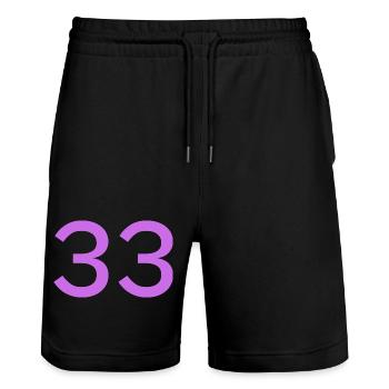 33 - Stanley/Stella Trainer Unisex Organic Jogging Shorts - black - Front - Nik (191cm) & Marisol (170cm)