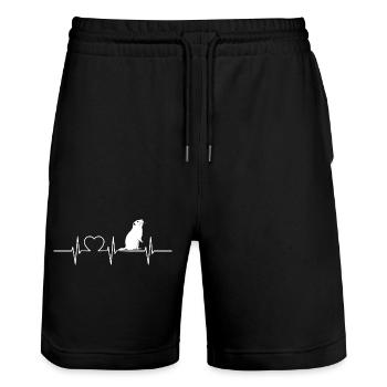 Murmeltiere Murmeltier - Stanley/Stella Unisex Bio Joggingshorts Trainer  - Schwarz - Vorne - Nik (191cm) & Marisol (170cm)