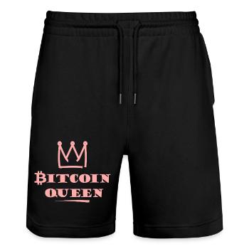 Bitcoin Queen Pink Crown - Stanley/Stella Trainer Unisex Organic Jogging Shorts - black - Front - Nik (191cm) & Marisol (170cm)