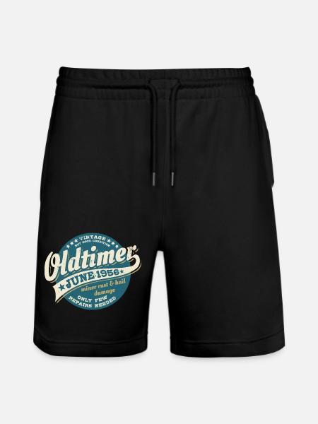 Oldtimer June 1956 | Birthday Gift - Stanley/Stella Trainer Unisex Organic Jogging Shorts - black