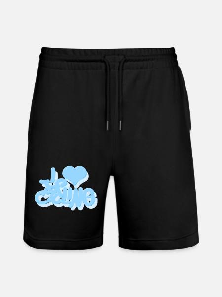 I_love_Cycling_babyblau - Stanley/Stella Trainer Unisex Organic Jogging Shorts - black