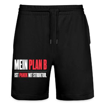 Mein Plan B - Stanley/Stella Unisex Bio Joggingshorts Trainer  - Schwarz - Vorne - Nik (191cm) & Marisol (170cm)
