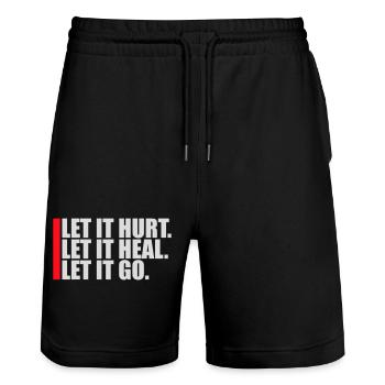 Let It Hurt Let It Heal Let It Go Inspirational - Stanley/Stella Trainer Unisex Organic Jogging Shorts - black - Front - Nik (191cm) & Marisol (170cm)