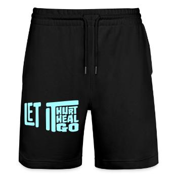 Let It Hurt Let It Heal Let It Go Inspirational - Stanley/Stella Trainer Unisex Organic Jogging Shorts - black - Front - Nik (191cm) & Marisol (170cm)