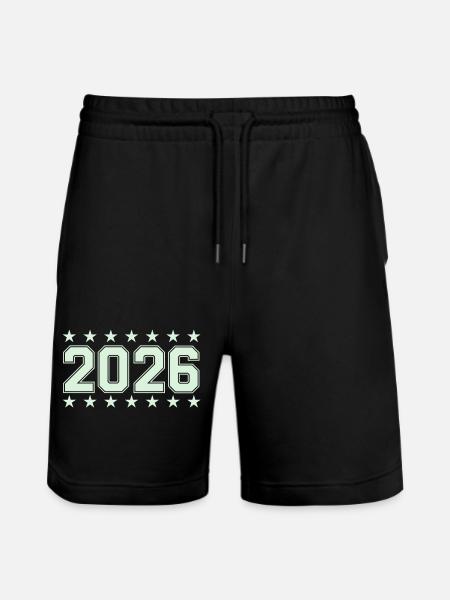 2026 Retro Block Font with Stars - Stanley/Stella Trainer Unisex Organic Jogging Shorts - black