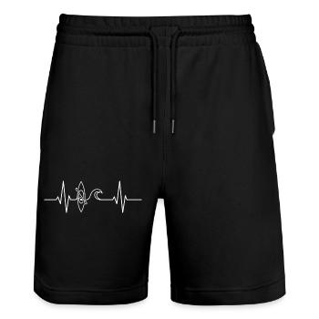Kajakwelle Herzschlag Herzschlag Herz Puls Meer - Stanley/Stella Unisex Bio Joggingshorts Trainer  - Schwarz - Vorne - Nik (191cm) & Marisol (170cm)