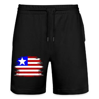 Liberia_Flagge_used - Stanley/Stella Unisex Bio Joggingshorts Trainer  - Schwarz - Vorne - Nik (191cm) & Marisol (170cm)